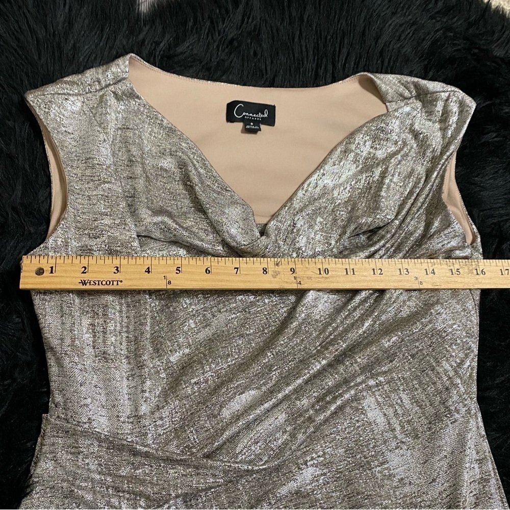 Connected Apparel Ladies Long Length Sleeveless Metallic Cowl Neck Lined Size 8 - Picture 15 of 16